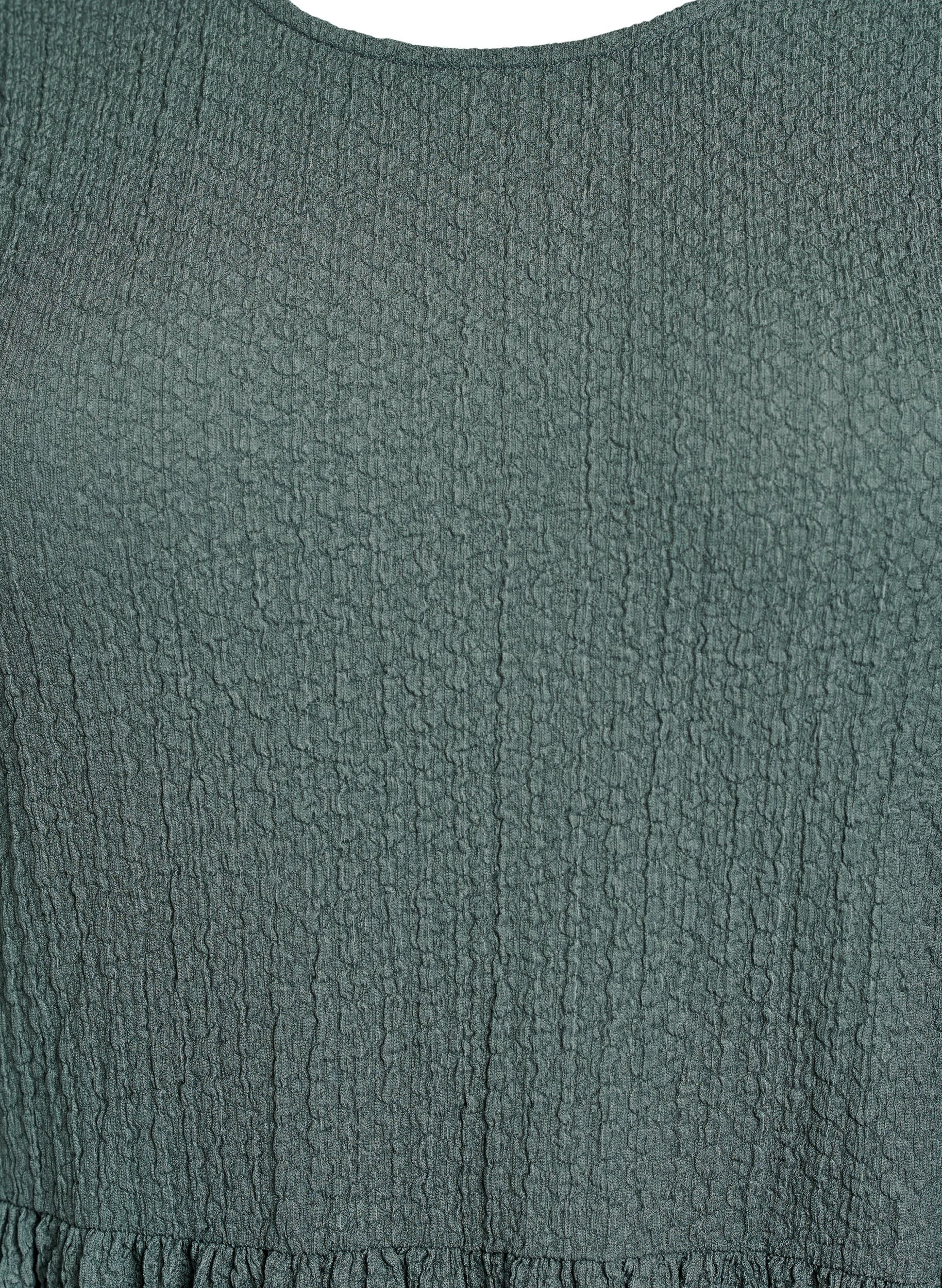 ZizziFLASH - Korte jurk met textuur en 3/4 mouwen, Groen, Packshot image number 2