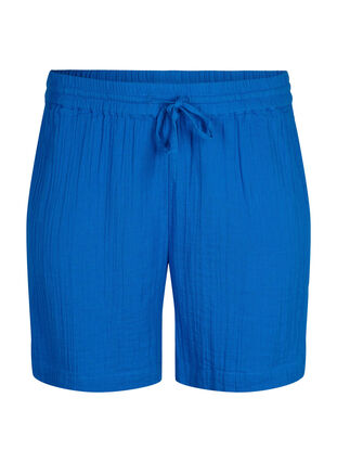 Short en mousseline de coton avec poches, Victoria blue, Packshot image number 0