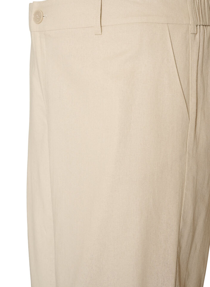 Bermuda taille haute en lin et viscose, Beige, Packshot image number 2