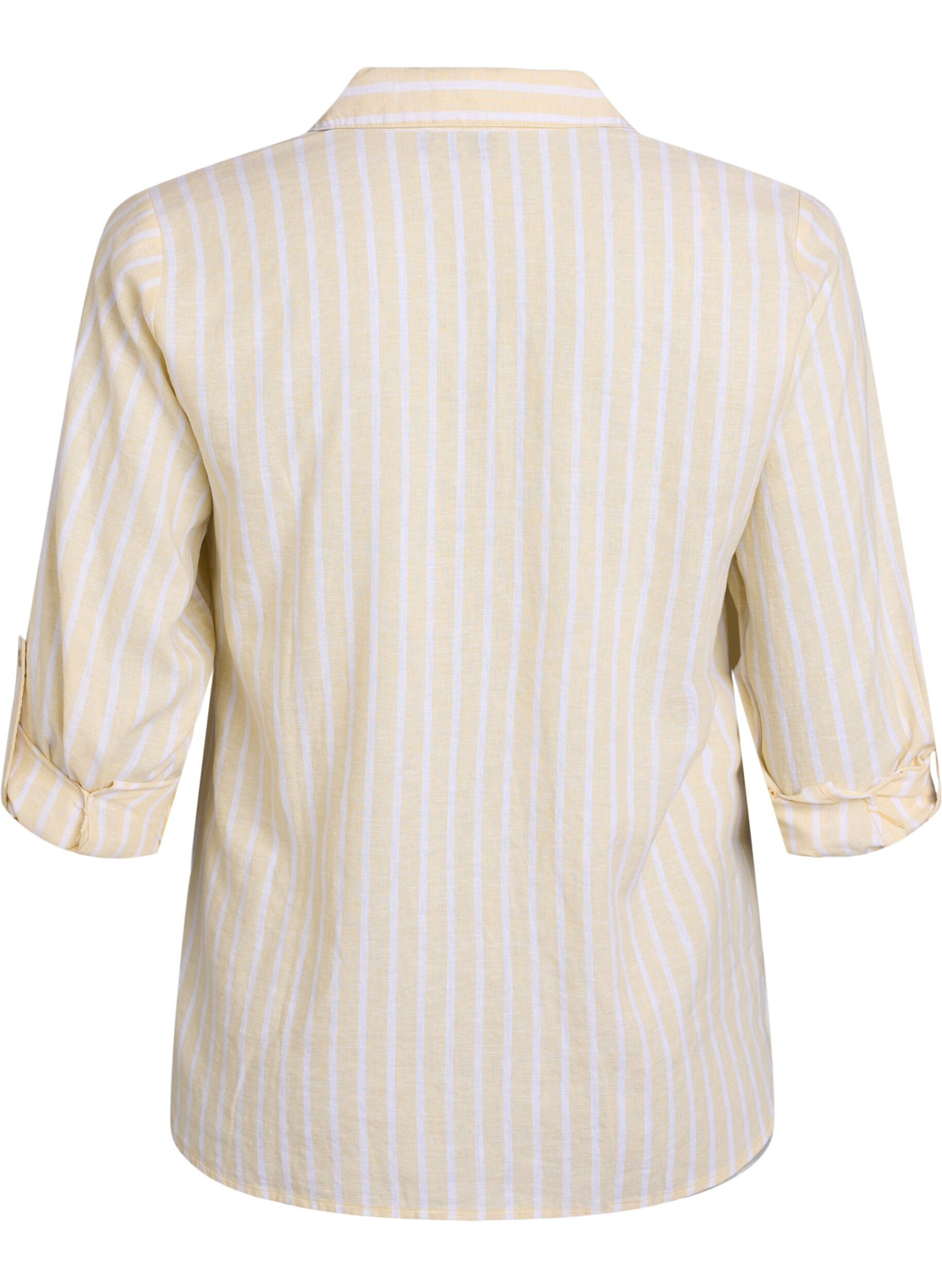 ZizziLinnen en viscose shirt met 3/4 mouwen, Beige, Packshot image number 1