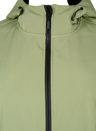 Korte softshell jas met zakken, Oil Green, Packshot image number 2