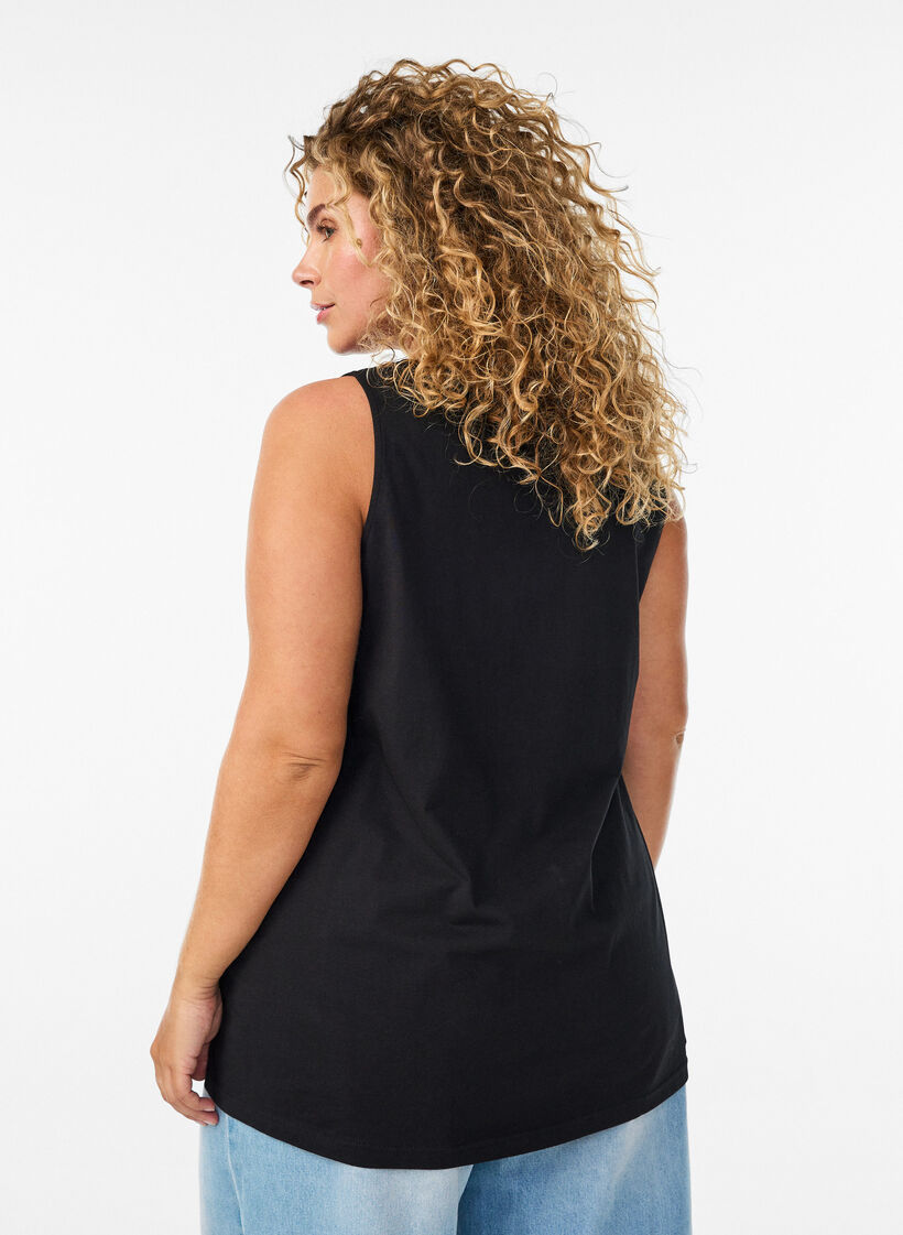 Top en coton avec forme en A, Noir, Model image number 2