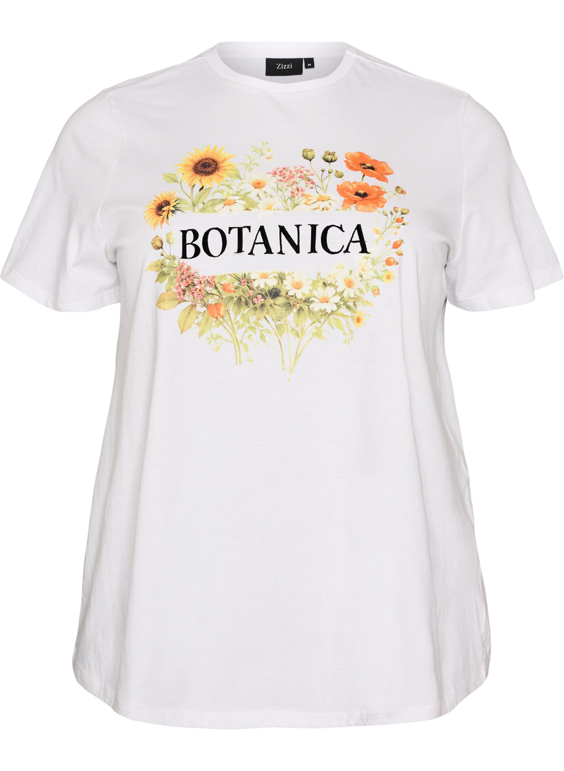 ZizziT-shirt en coton bio avec imprim&eacute; sur le devant, Blanc, Packshot image number 0