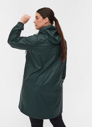 Veste de pluie avec capuche et fermeture boutonnée, Darkest Spruce, Model image number 1