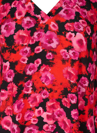 Viscose tuniek met bloemenprint, RED FLOWER AOP, Packshot image number 2