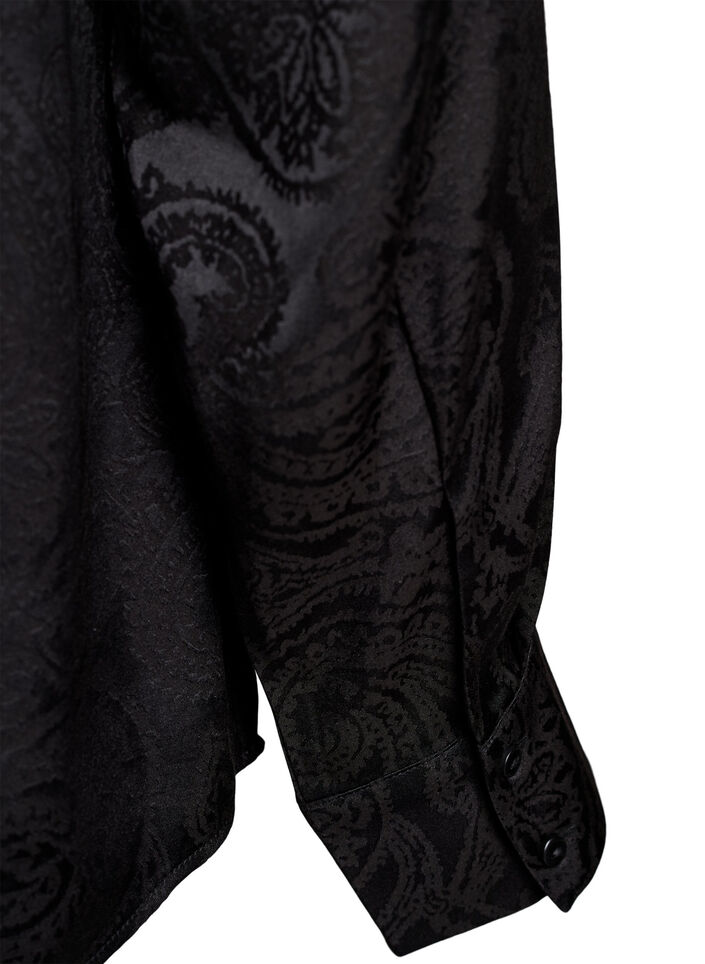 Shirt met ton-sur-ton paisleypatroon, Zwart, Packshot image number 3