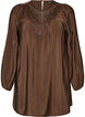 Viscose tuniek met kanten detail, Bruin, Packshot image number 0