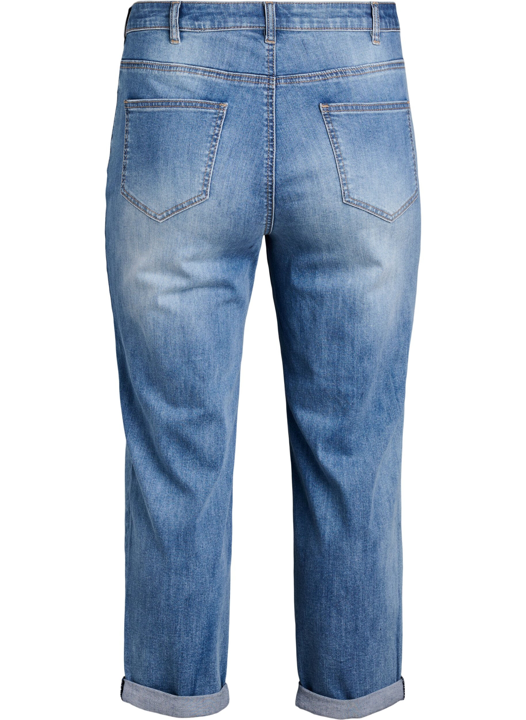 Zizzi7/8 jeans met oprolbare pijpen en hoge taille, Blauw, Packshot image number 1