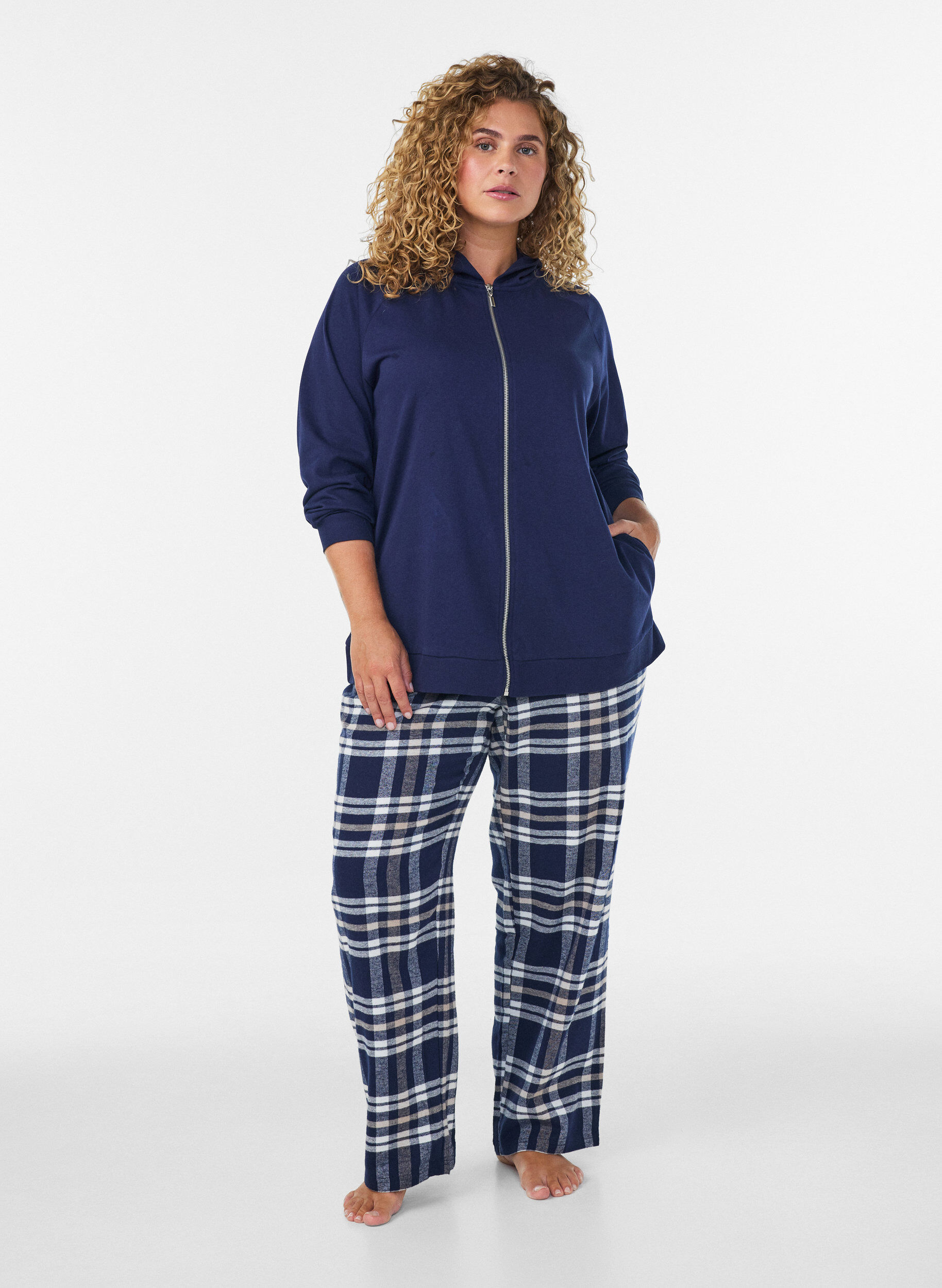 ZizziSweatvest met capuchon en zakken, Blauw, Model image number 1