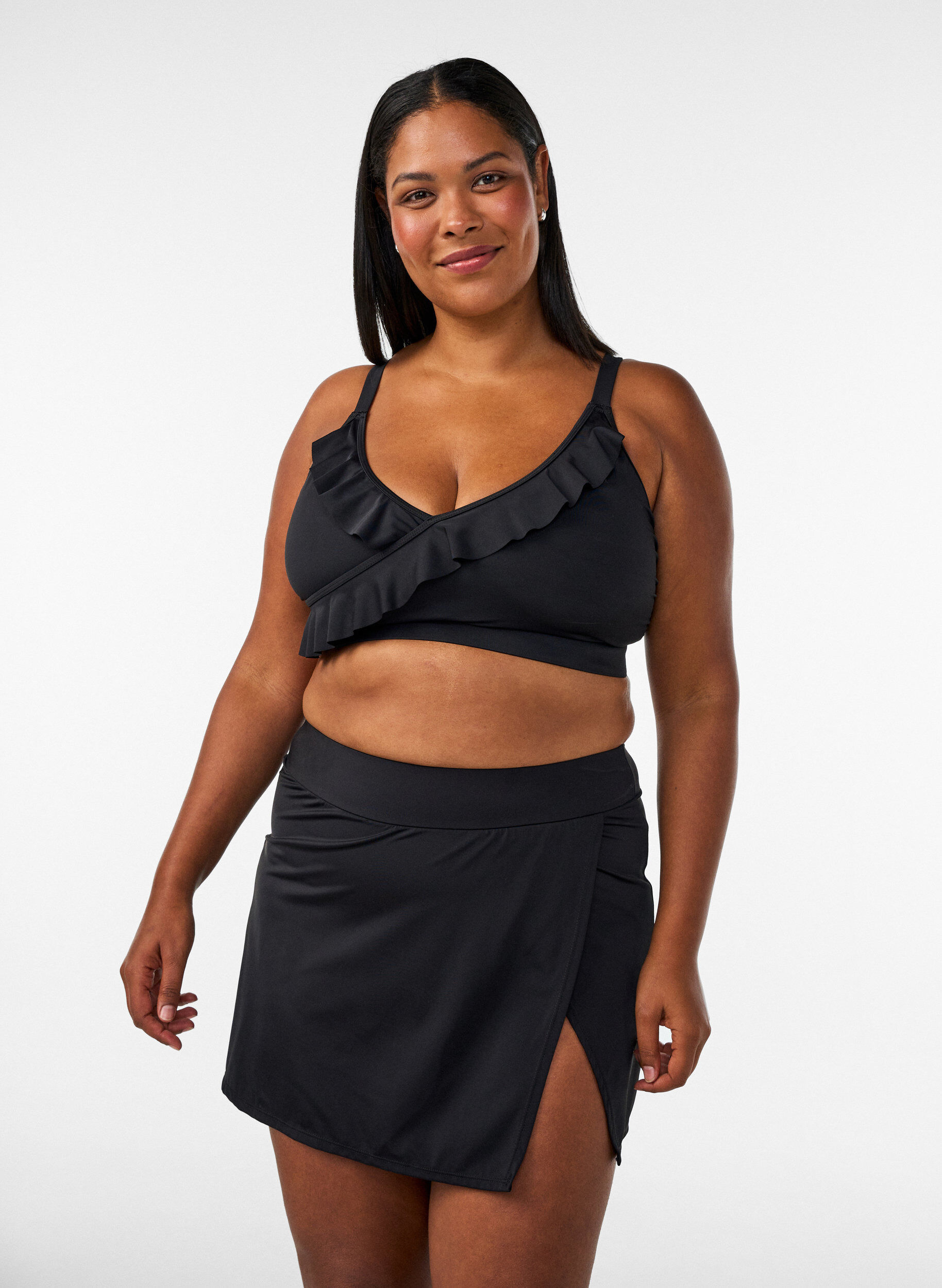 Bas de bikini portefeuille &agrave; coupe brief, Noir, Model