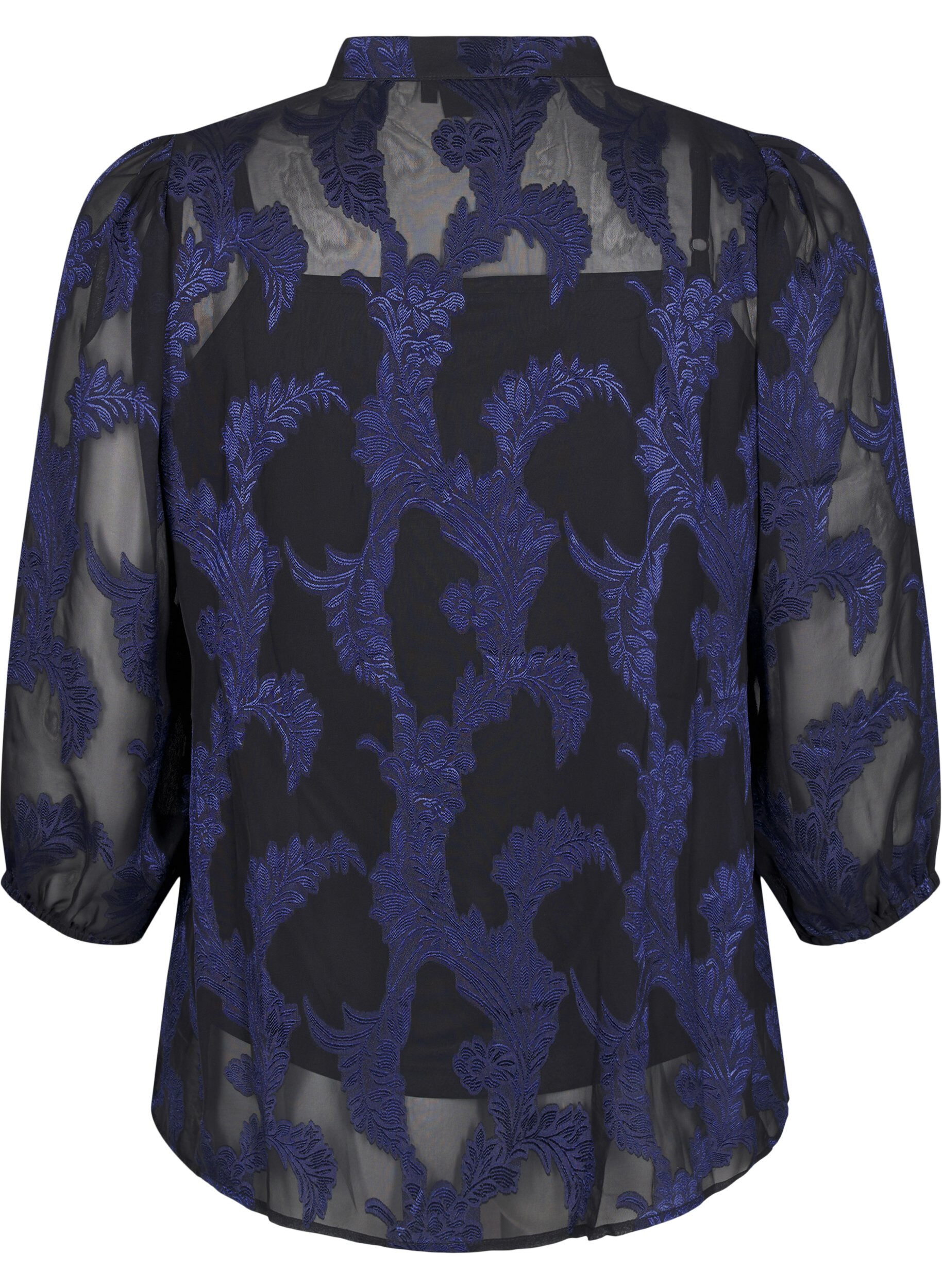 ZizziChiffon blouse met jacquardpatroon, Evening Blue, Packshot image number 1