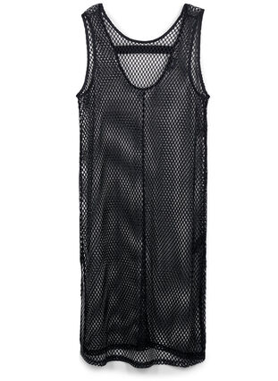 Mouwloze jurk van mesh met split, Black, Packshot image number 0