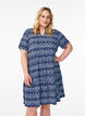 Jurk met patroon en panelen, Blauw, Model image number 0