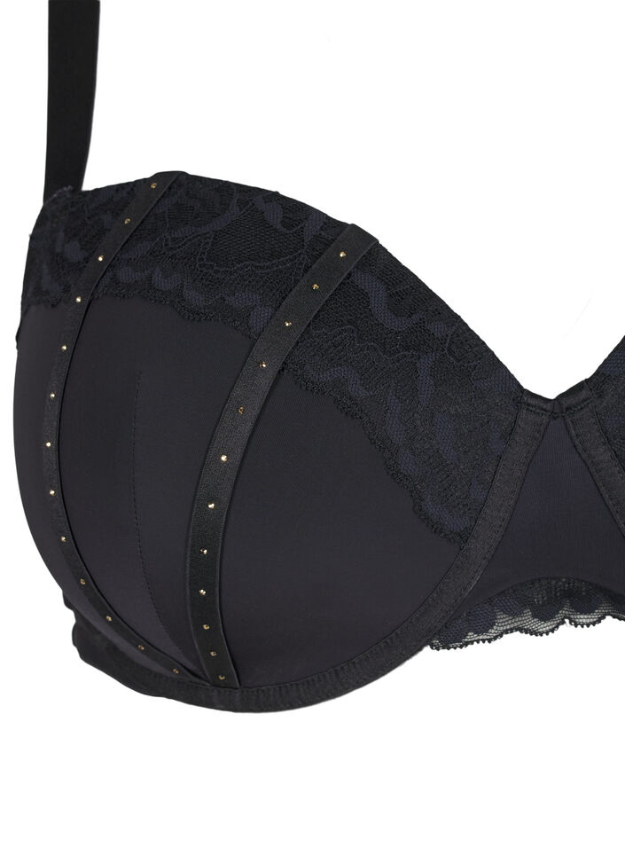 Soutien-gorge moulé avec des détails de strass, Black, Packshot image number 2