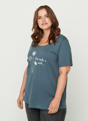 T-shirt met korte mouwen en print, Dark Slate w. Wish, Model image number 0