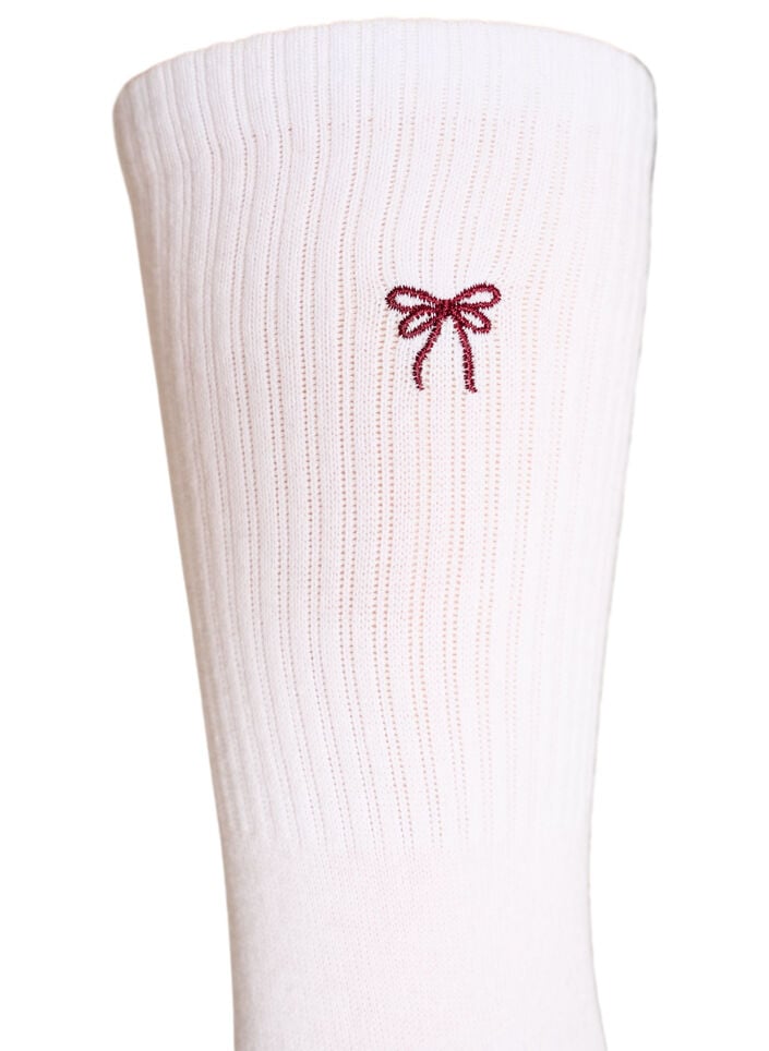 Chaussettes en coton avec motif, Blanc, Packshot image number 2