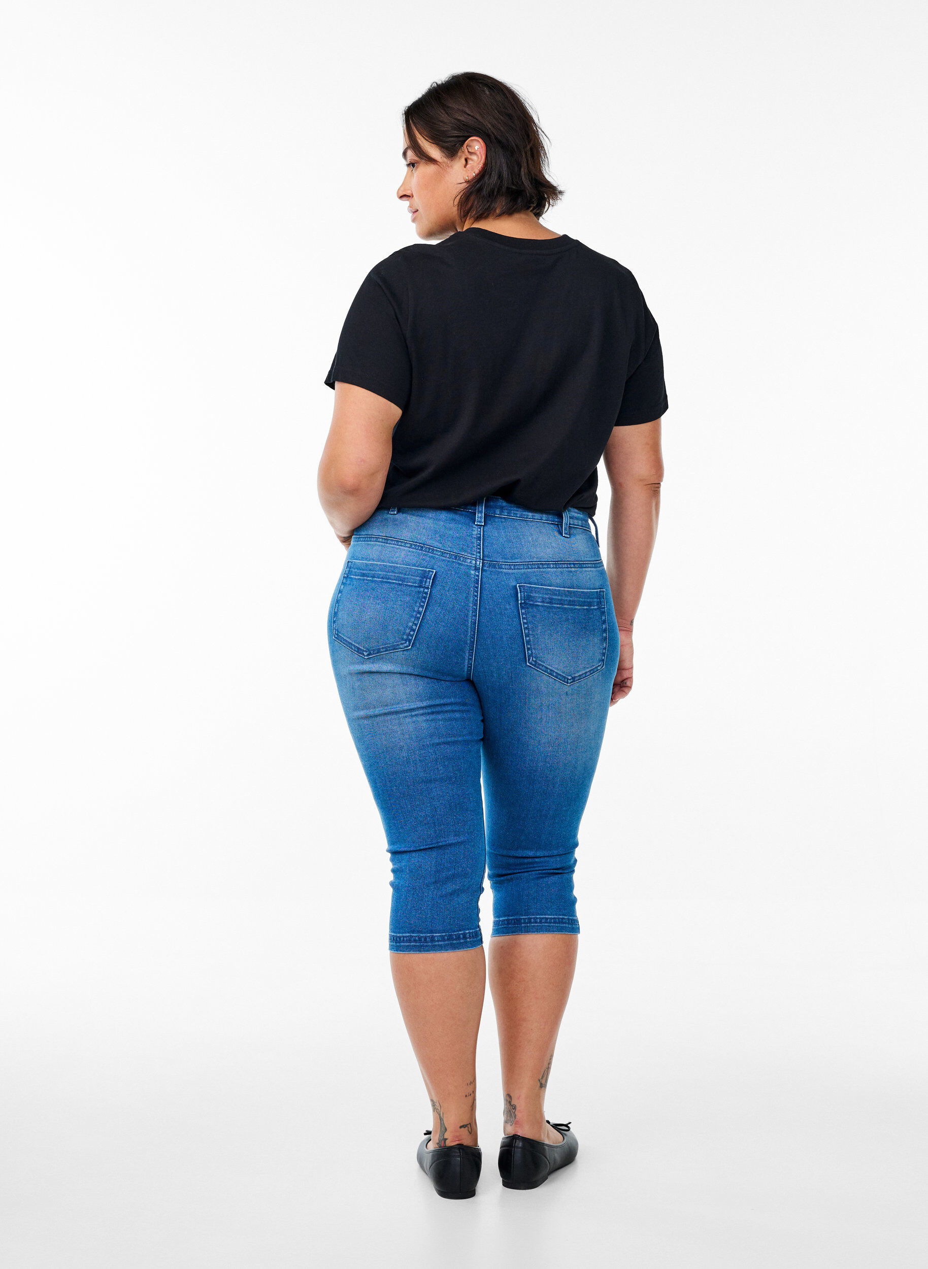 ZizziHigh waist Amy capri jeans met super slim fit, Blauw, Model image number 1
