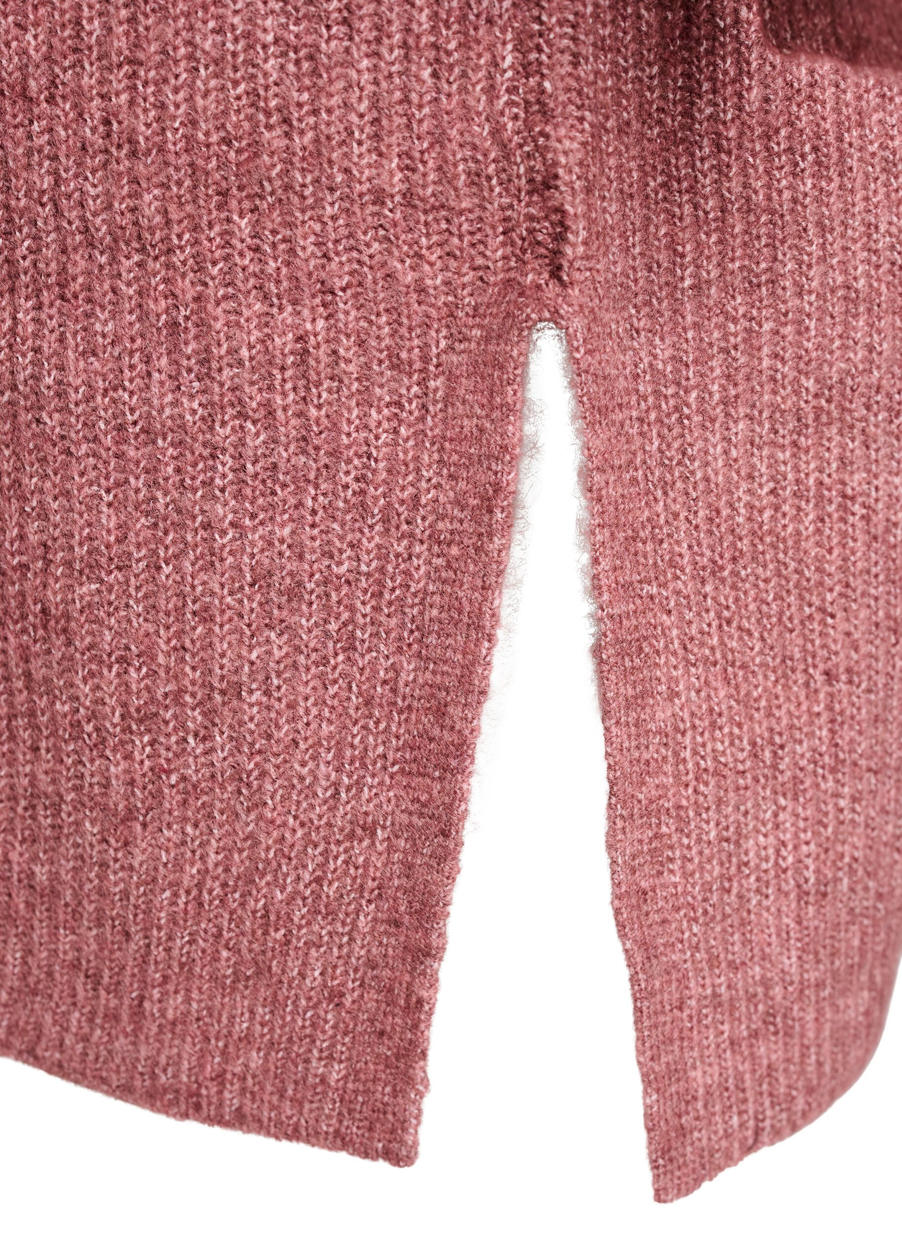 ZizziLange geribde cardigan met een open voorkant, Roze, Packshot image number 3