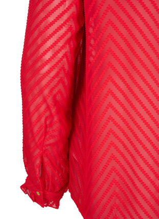 Shirtblouse met ruches en gedessineerde textuur, Tango Red, Packshot image number 3