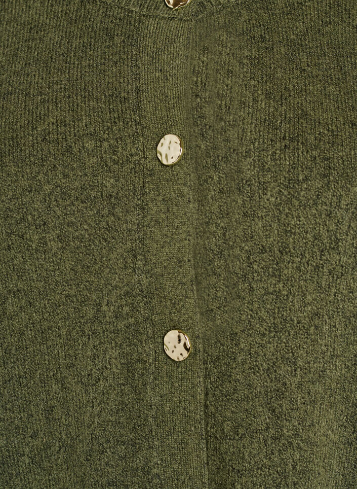 Vest in zacht breisel met goudkleurige knopen, Groen, Packshot image number 2