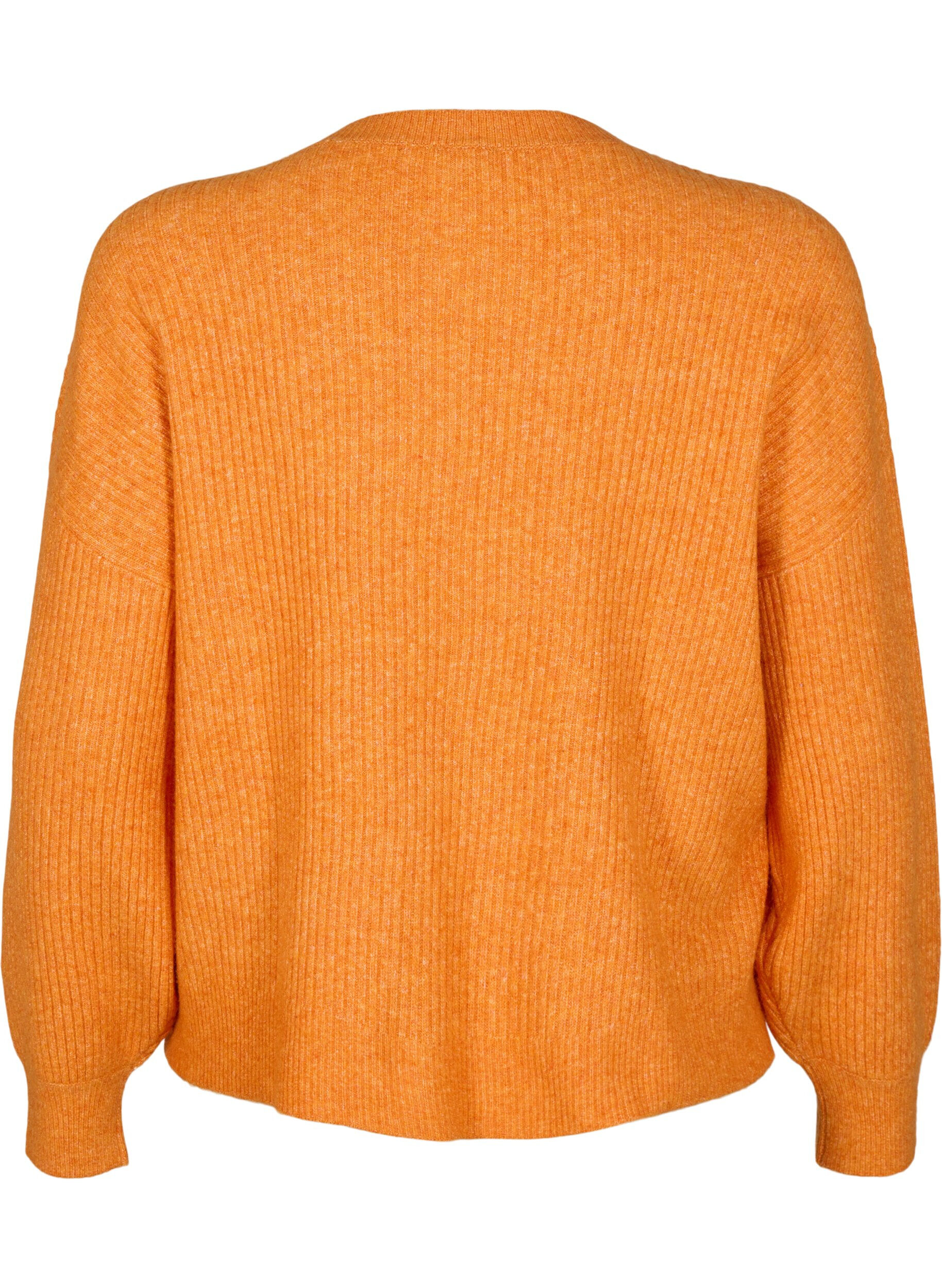 ZizziVest van ribtricot met knopen, Oranje, Packshot image number 1