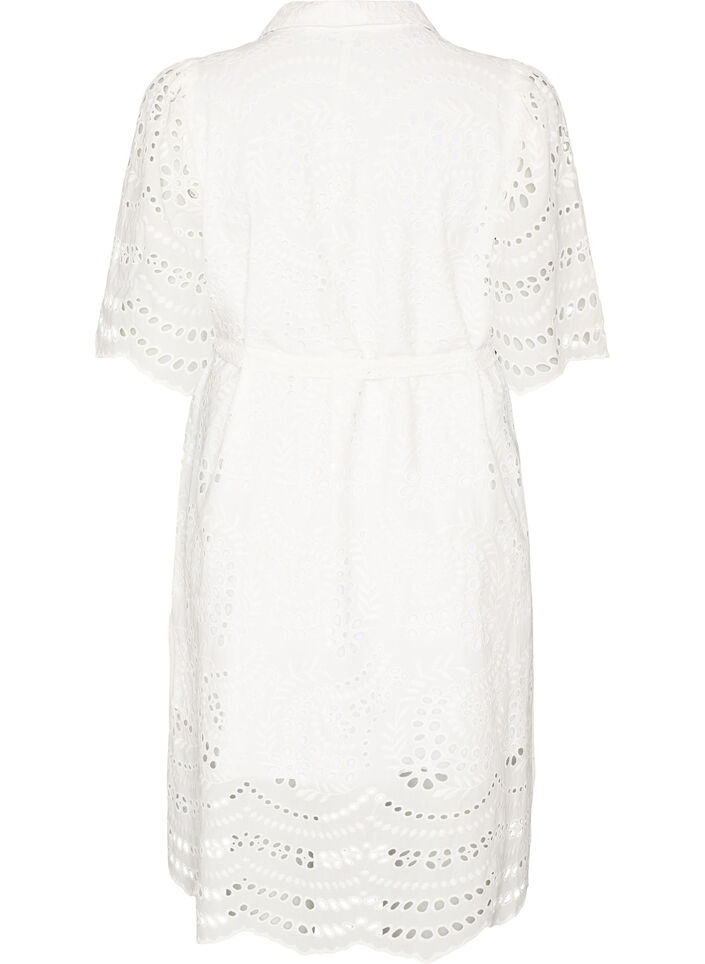 Robe chemise en broderie anglaise avec une ceinture &agrave; nouer, Blanc, Packshot image number 1