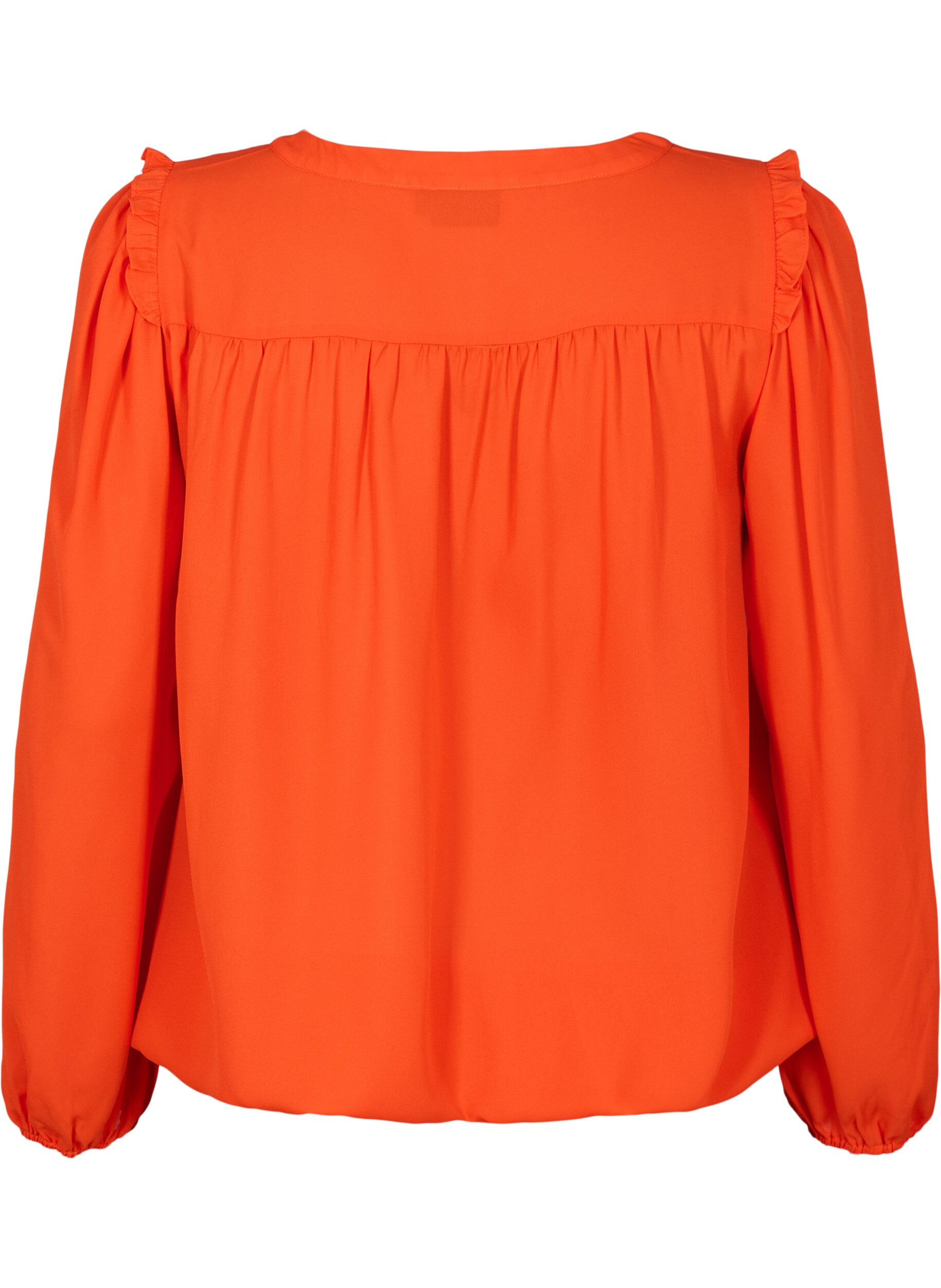 ZizziBlouse met franjes en lange mouw, Orange.com, Packshot image number 1