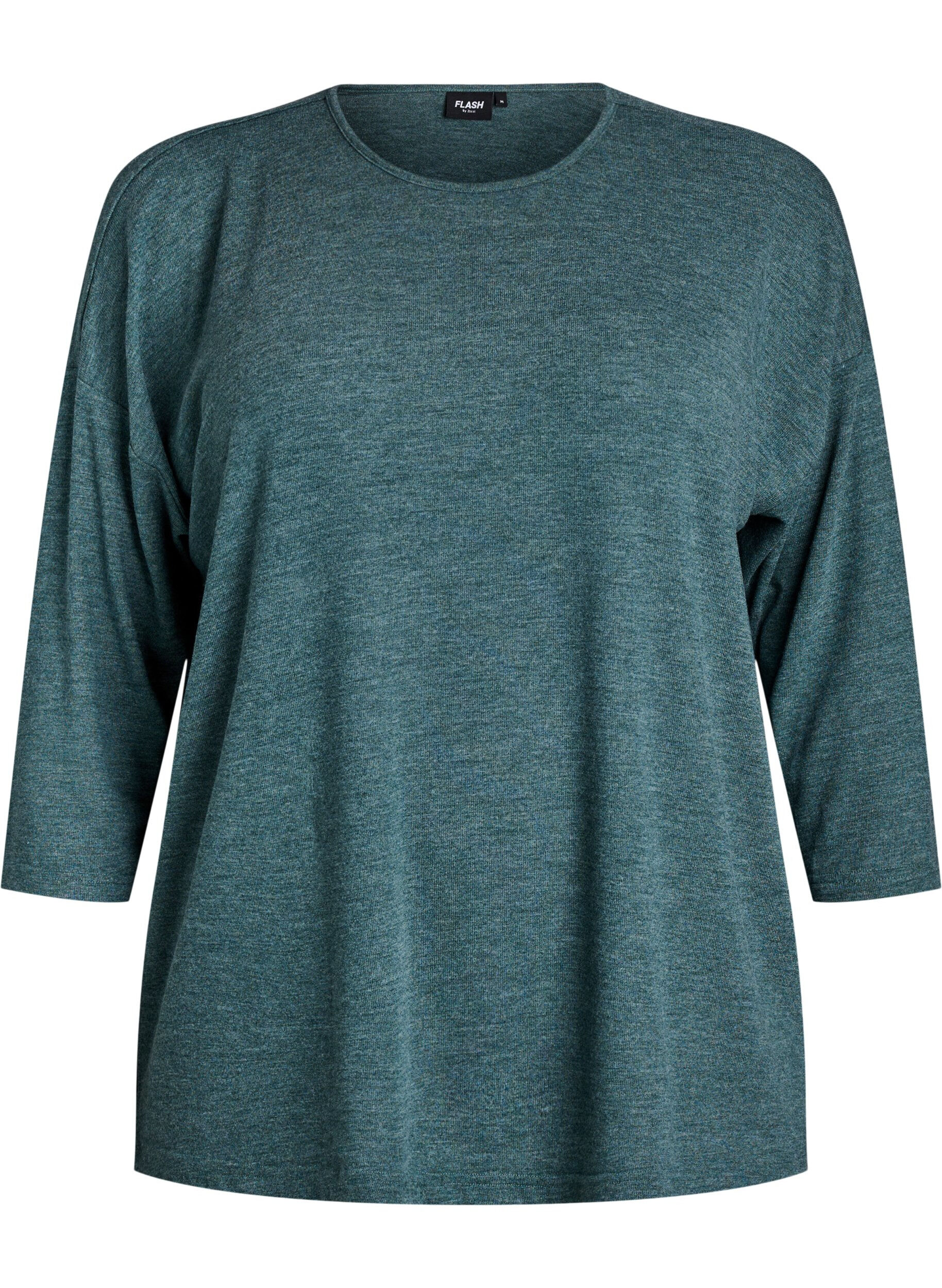 Zizzi FLASH &ndash; Blouse en jersey avec manches 3/4, Vert fonc&eacute;, Packshot image number 0