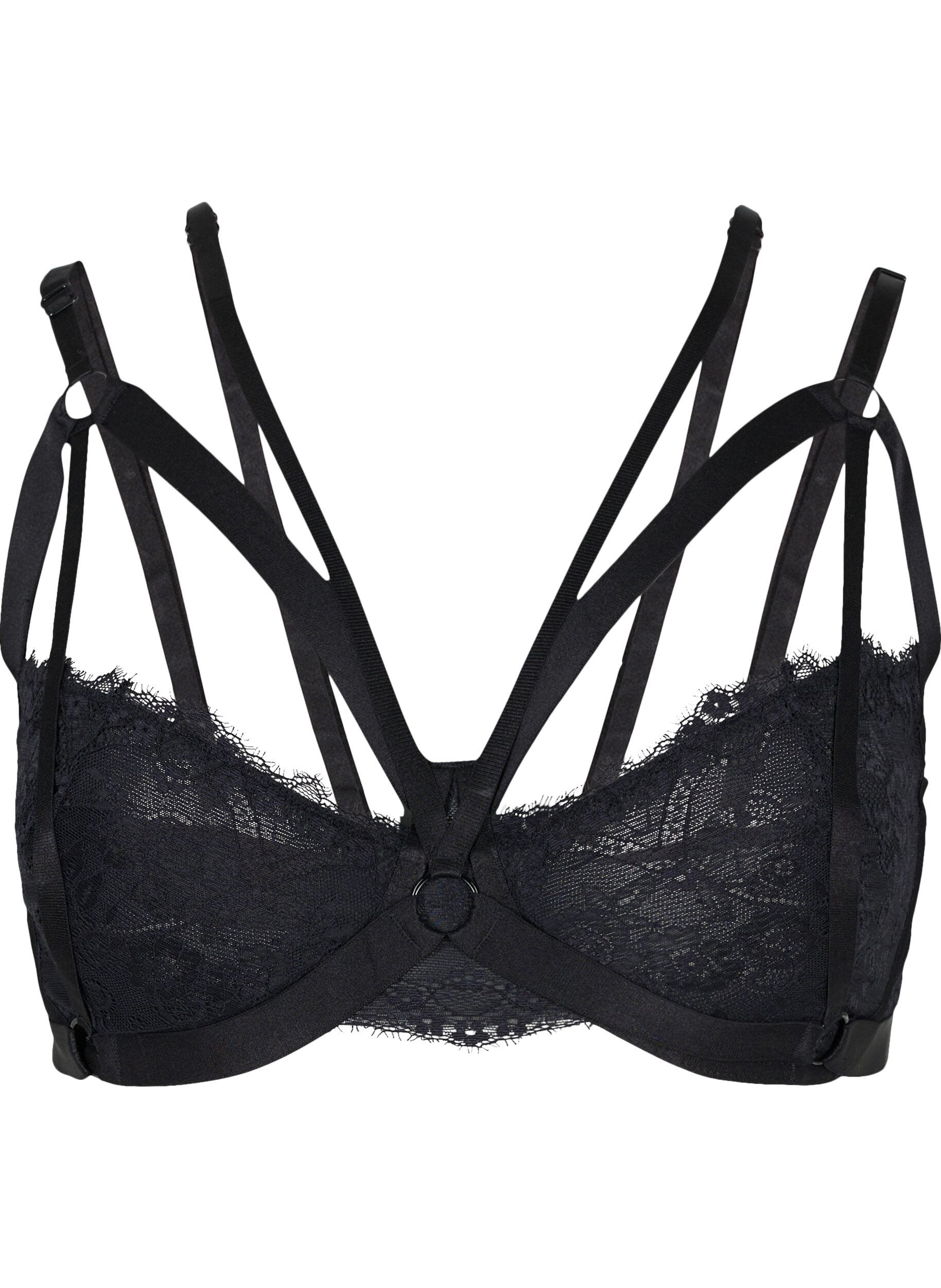 ZizziBeugel BH met string details, Black, Packshot image number 0