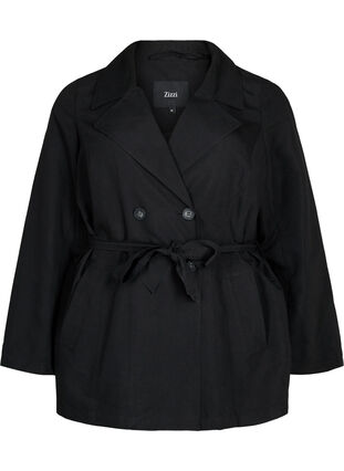 Trench-coat avec ceinture et poches, Black, Packshot image number 0