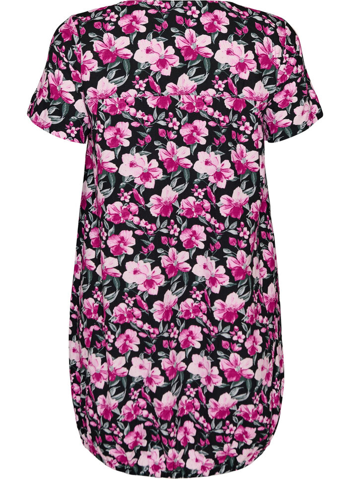 Robe en coton &agrave; manches courtes avec imprim&eacute;, Noir, Packshot image number 1