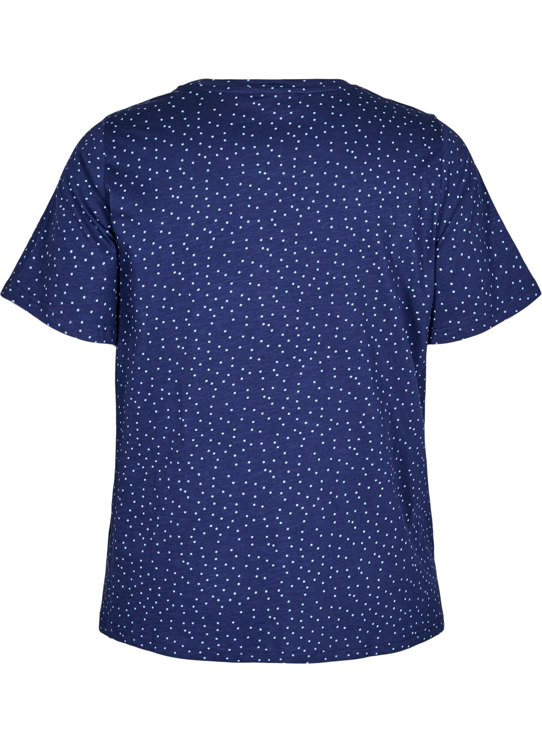 ZizziOrganisch katoen T-shirt met stippen, Blauw, Packshot image number 1