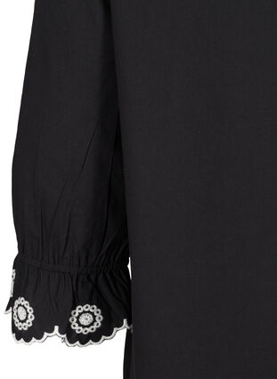 Blouse longue en coton à manches 3/4, Black, Packshot image number 3
