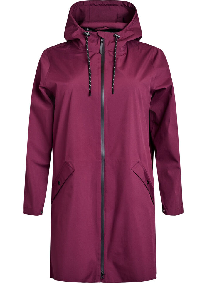 Veste de pluie avec poches et capuche, Bordeaux fonc&eacute;, Packshot image number 0