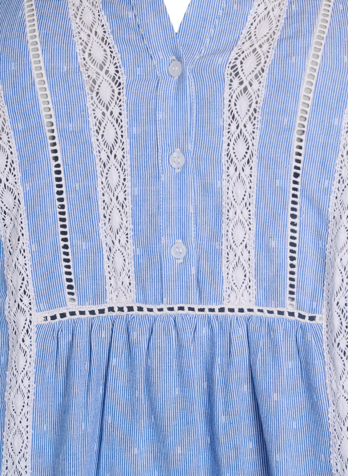 Robe courte à rubans en dentelle et forme trapèze, Bleu, Packshot image number 2