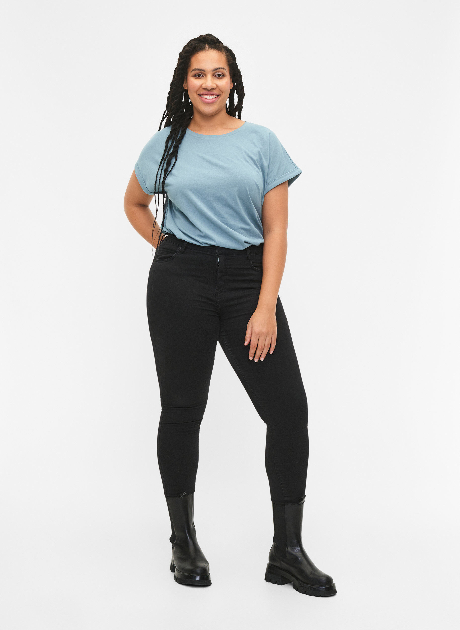 Zizzi2-pack T-shirts met korte mouwen, Blauw, Model image number 1