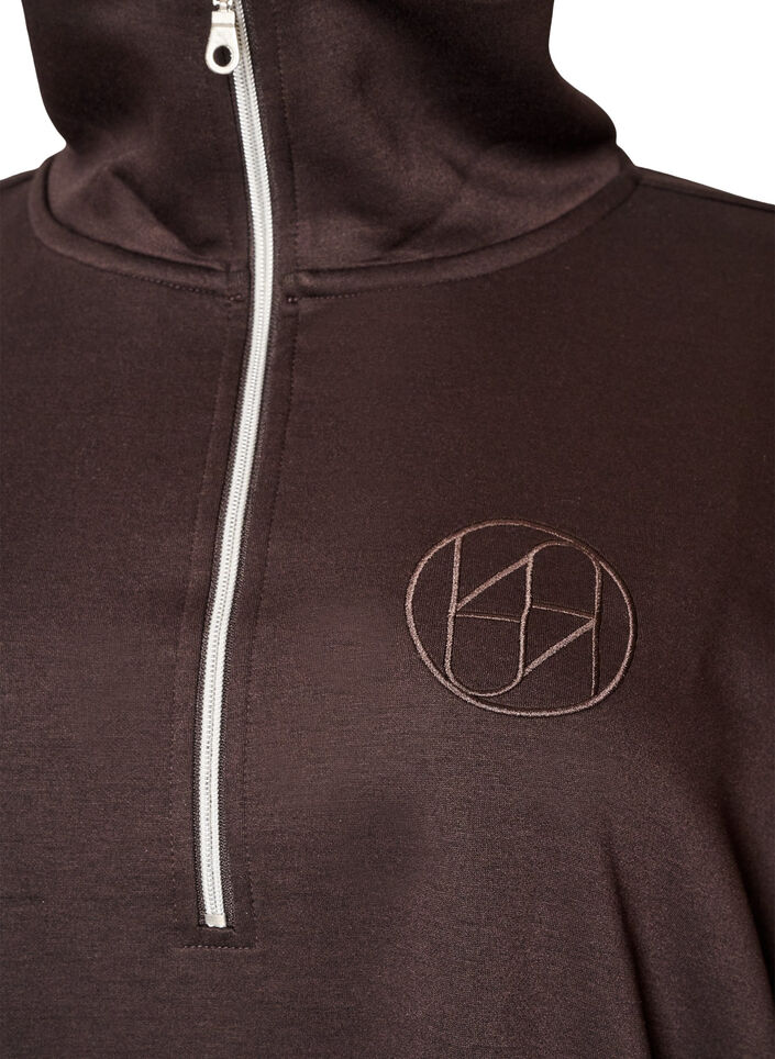 Robe-sweat sportive avec col montant et fermeture zipp&eacute;e, Marron, Packshot image number 2
