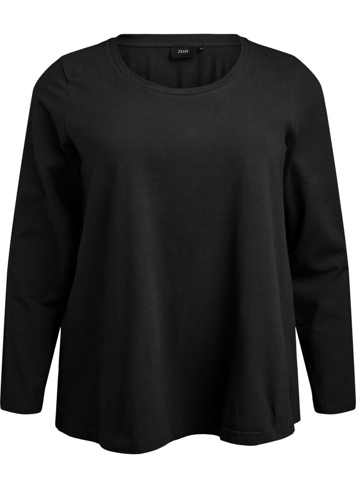 Basic jerseyblouse met lange mouwen, Zwart, Packshot image number 0