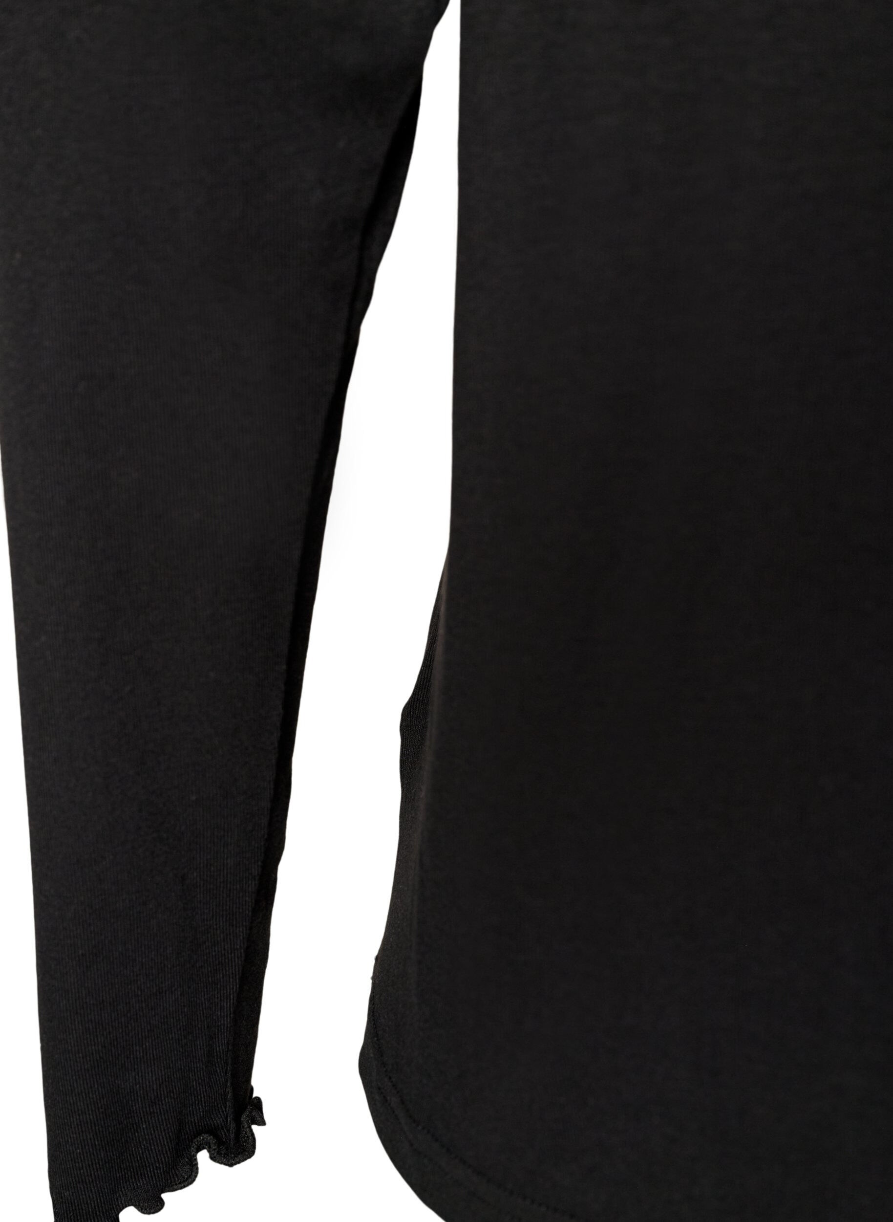 ZizziHaut de pyjama en viscose &agrave; manches longues, Noir, Packshot image number 3