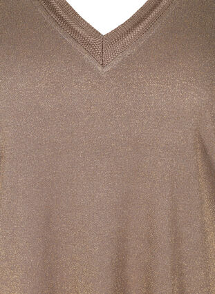 T-shirt met glitters en v-hals, Golden, Packshot image number 2