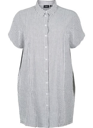 Chemise longue à rayures en coton, Black, Packshot image number 0