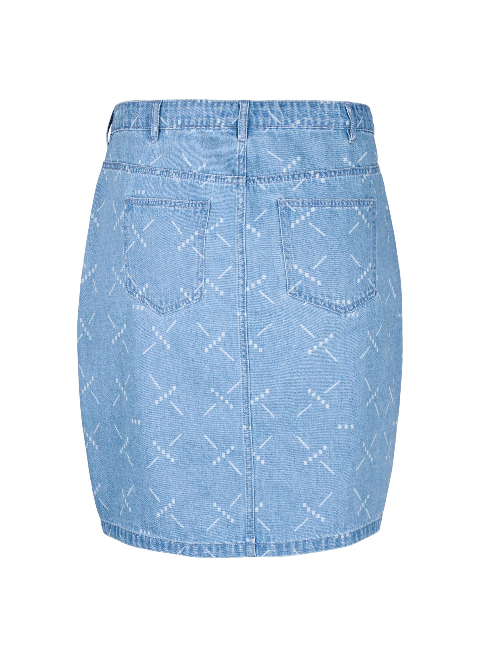 ZizziDenim rok met patroon, Light blue denim, Packshot image number 1