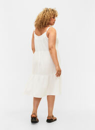 Effen katoenen strapless jurk, Bright White, Model