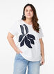T-shirt in biologisch katoen met bloemenprint, B. White w. EMB, Model image number 0