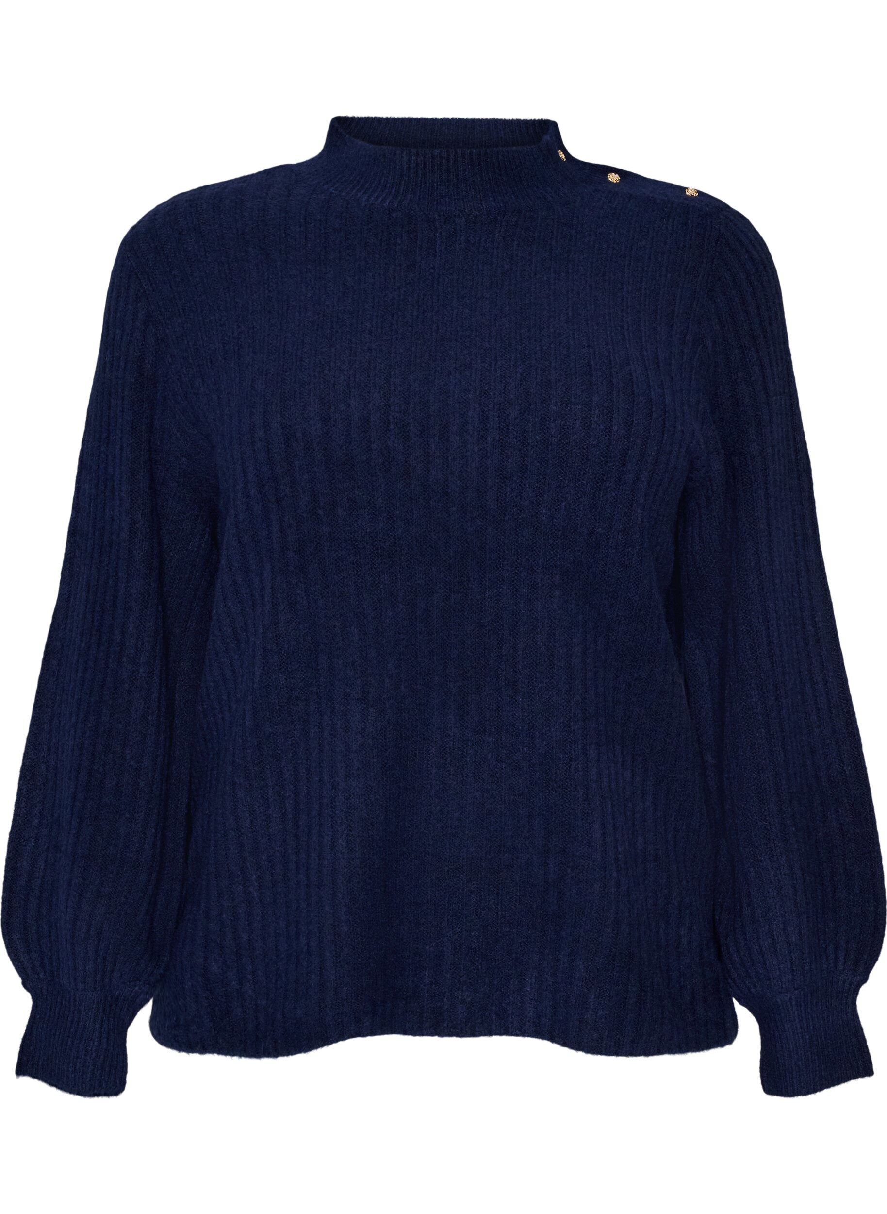 ZizziPull c&ocirc;tel&eacute; &agrave; manches bouffantes et boutons, Bleu, Packshot image number 0