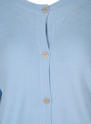 Cardigan en tricot à manches bouffantes, Chambray Blue Mel., Packshot image number 2