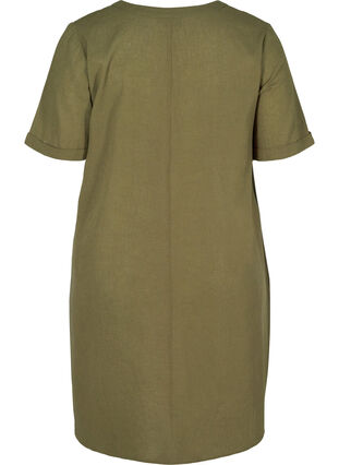 Robe à manches courtes en coton mélangé avec du lin, Ivy Green, Packshot image number 1