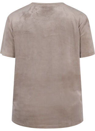 T-shirt en velours à manches courtes, Taupe Gray, Packshot image number 1
