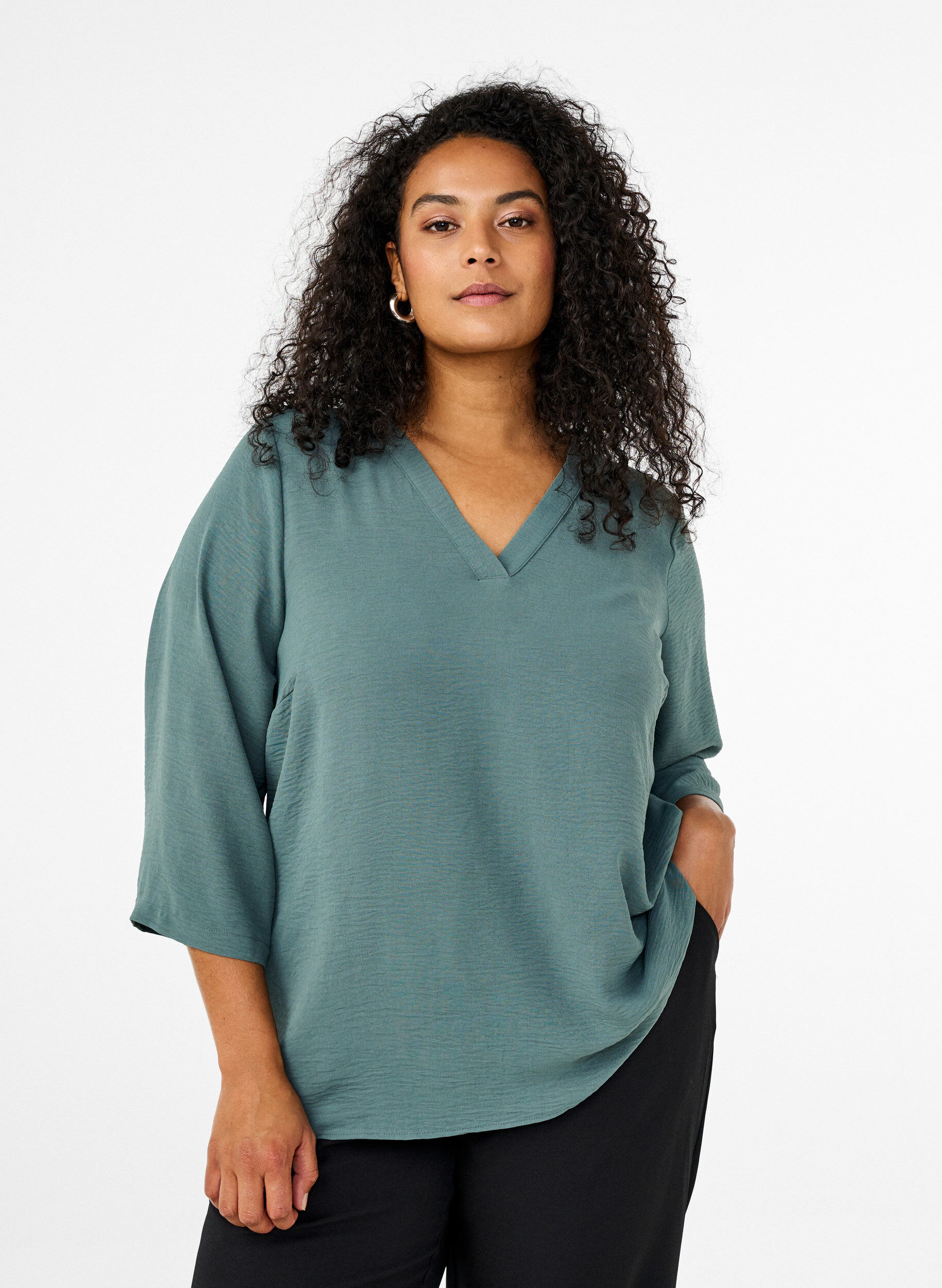 ZizziFLASH - Blouse met 3/4 mouwen, Groen, Model image number 0