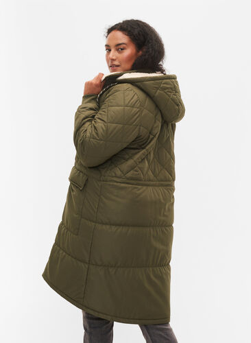 Veste matelassée à capuche et taille ajustable, Forest Night, Model image number 1